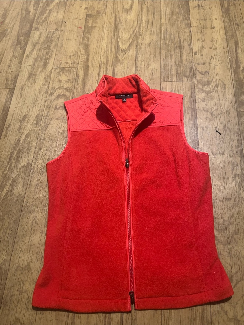 Talbots Red Quilted-Yoke Fleece Vest - Women's